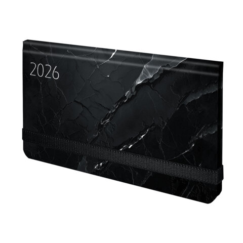 Еженедельник датированный 2026 с резинкой 171х93 мм, BRAUBERG, твердый, УФ-ЛАК, 64 л., &quot;Marble&quot;, 117357
