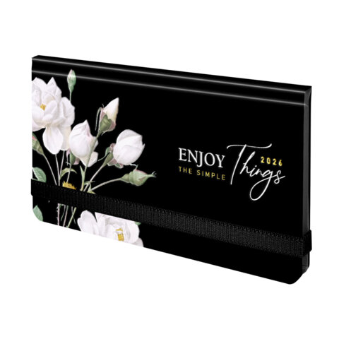 Еженедельник датированный 2026 с резинкой 171х93 мм, BRAUBERG, твердый, УФ-ЛАК, 64 л., &quot;Розы&quot;, 117353