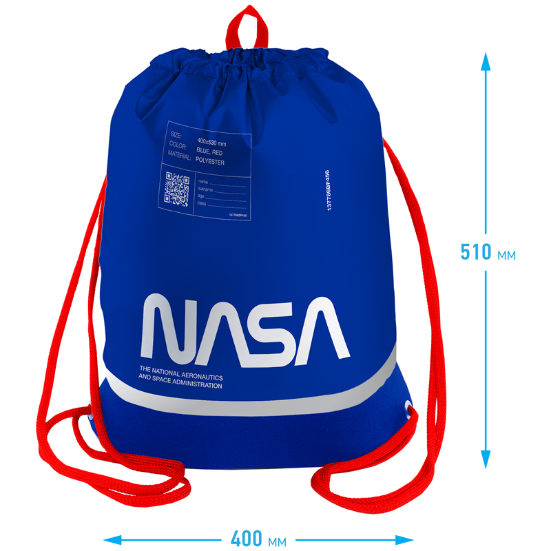 Мешок для обуви 1 отделение Berlingo &quot;Ad Astra&quot;, 510*400мм, расшир. дно, светоотражающая лента, карман на молнии 336936 MS1053