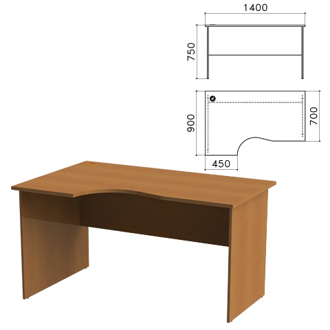 Стол письменный эргономичный &quot;Монолит&quot;, 1400х900х750 мм, левый, цвет орех гварнери, СМ5.3/640102