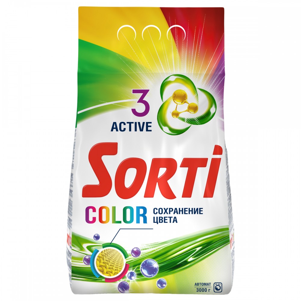 Порошок для машинной стирки Sorti &quot;Color&quot;, 3кг 284957 802-5/ 8513-3 / 8573-3АХ