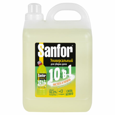 Чистящее средство 5 л, SANFOR 10 в 1 Universal "Лимонная свежесть", 22055  608307