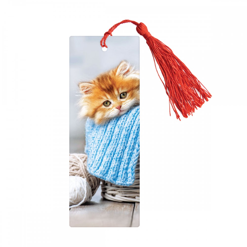 Закладка для книг 3D с линейкой, 150*55мм, ArtSpace &quot;Kitten&quot;, декоративный шнурок 337725  3D_45128