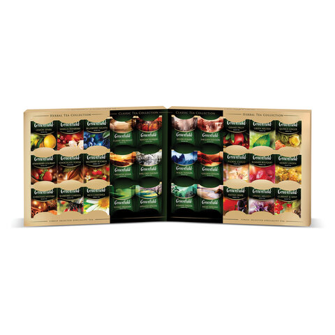 Чай GREENFIELD (Гринфилд), набор 30 видов, 120 пакетиков в конвертах, 231,2 г, 1074-08/620395