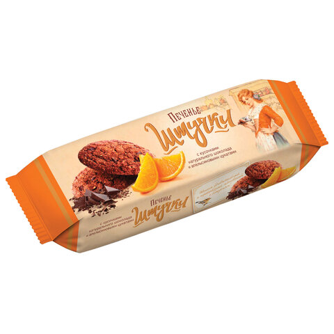 Печенье овсяное ШТУЧКИ с кусочками шоколада и апельсиновыми цукатами, сдобное, 160 г, 60261152  621691