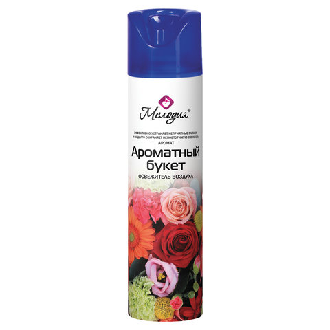 Освежитель воздуха аэрозольный 300 мл МЕЛОДИЯ &quot;АРОМАТНЫЙ БУКЕТ&quot;, 605346