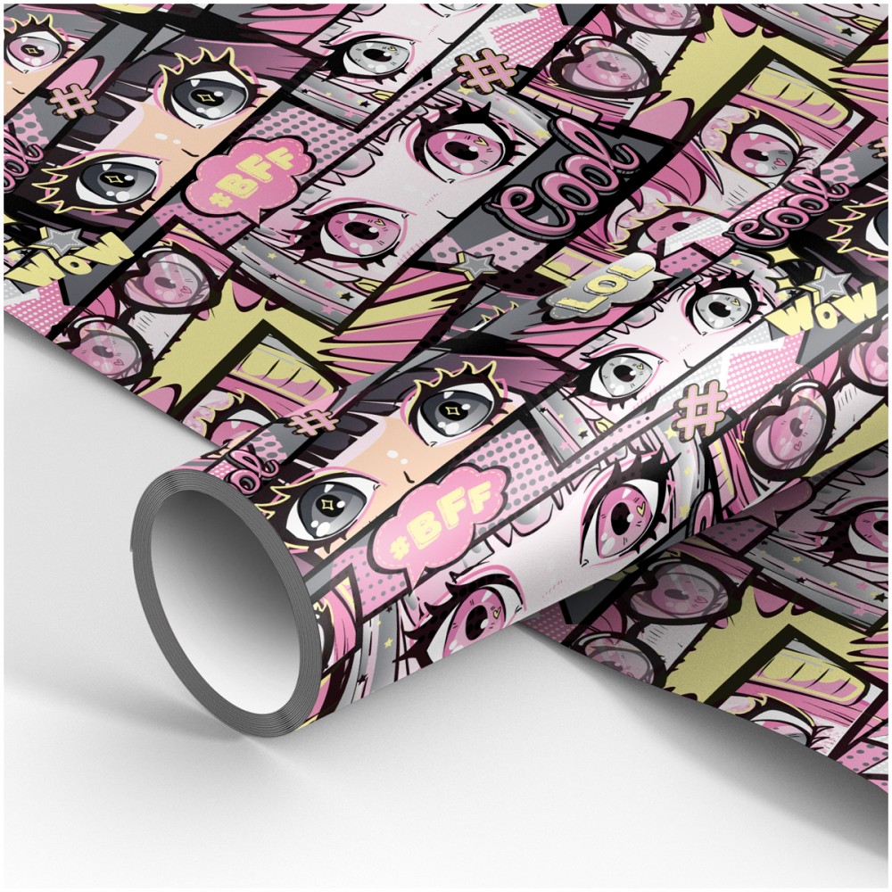 Упаковочная бумага глянц. 70*100см, MESHU &quot;Anime girl&quot;, 80г/м2 358089 MS_53461