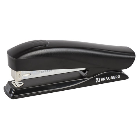 Степлер №24/6, 26/6 BRAUBERG &quot;ST-100&quot;, до 20 листов, черный, металлический механизм 224345