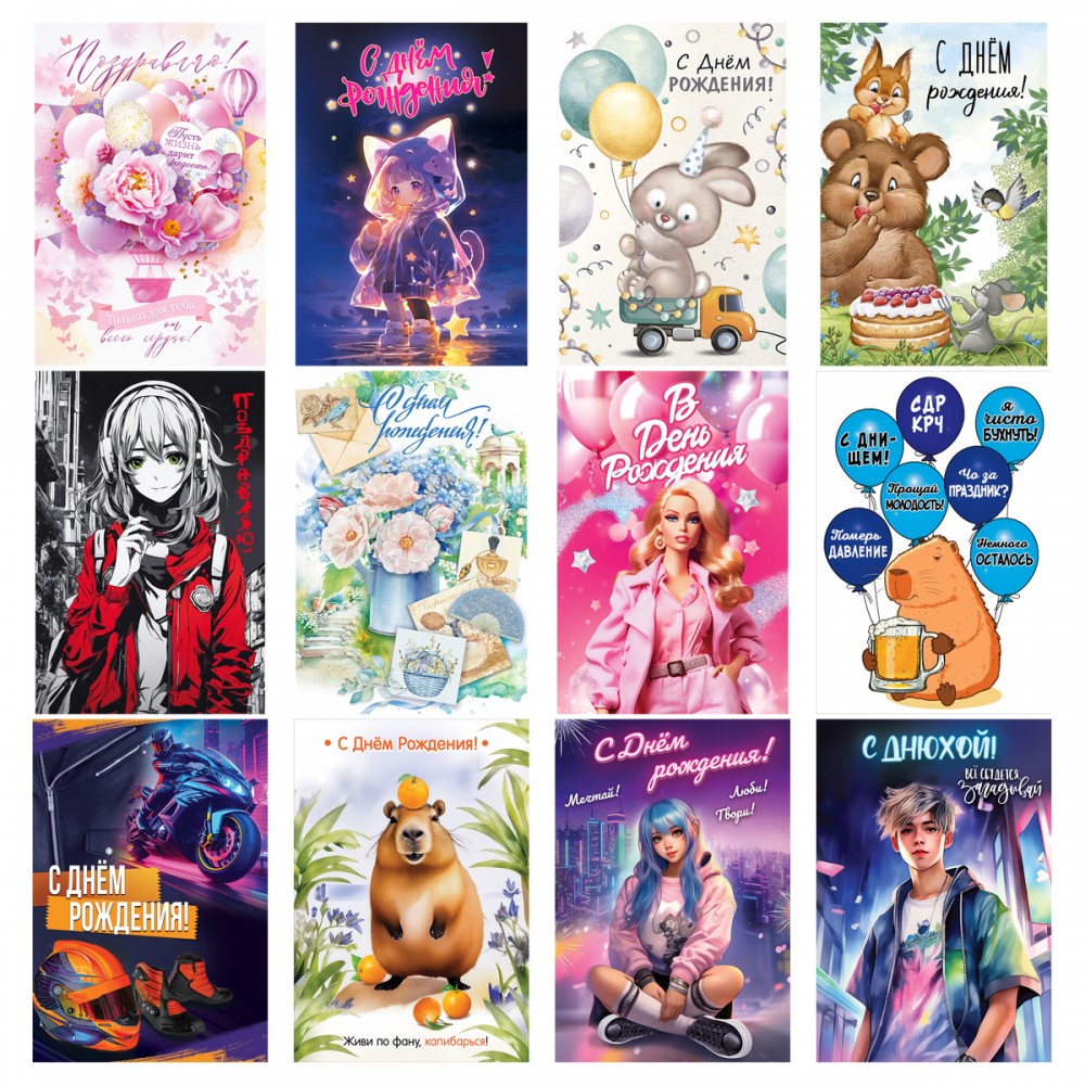 Открытка Горчаков ГК &quot;Ассорти №1&quot;, 122*182мм,12 дизайнов 371436 16.11.00846