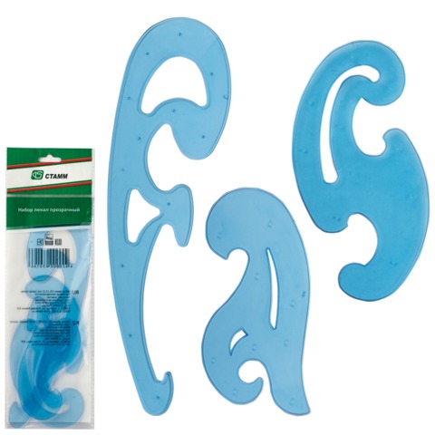 Лекало, набор 3 шт. СТАММ, 25 см, 17 см, 12 см, прозрачные, европодвес, ЛК01 210479