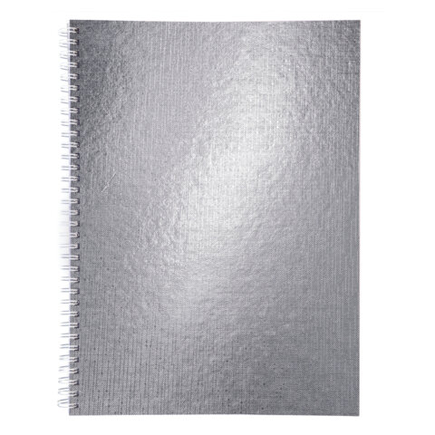 Тетрадь бумвинил А4 96 л., гребень, офсет №1, клетка, "СЕРЕБРО Metallic", HATBER, 077198, 96Т4бвВ1   405484