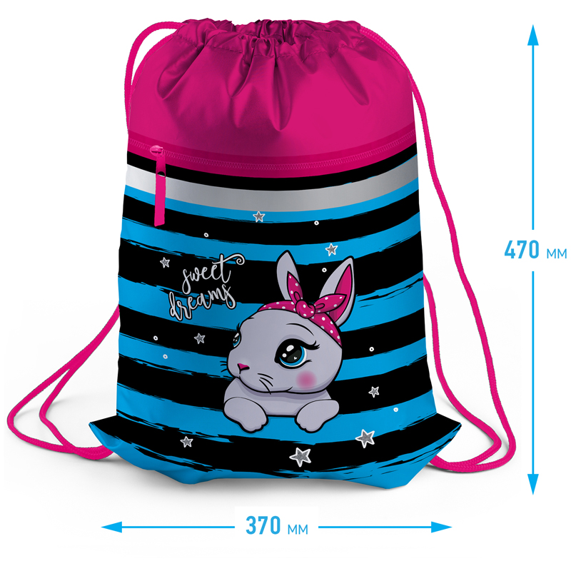 Мешок для обуви 1 отделение Berlingo &quot;Little bunny&quot;, 460*360мм, светоотражающая лента, карман на молнии 336880  MS1024