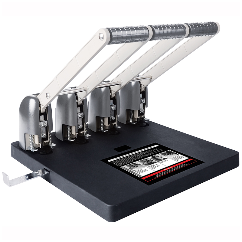 Дырокол мощный на 4 отверстия Berlingo 150л, черный, с линейкой DDm_15041 240634