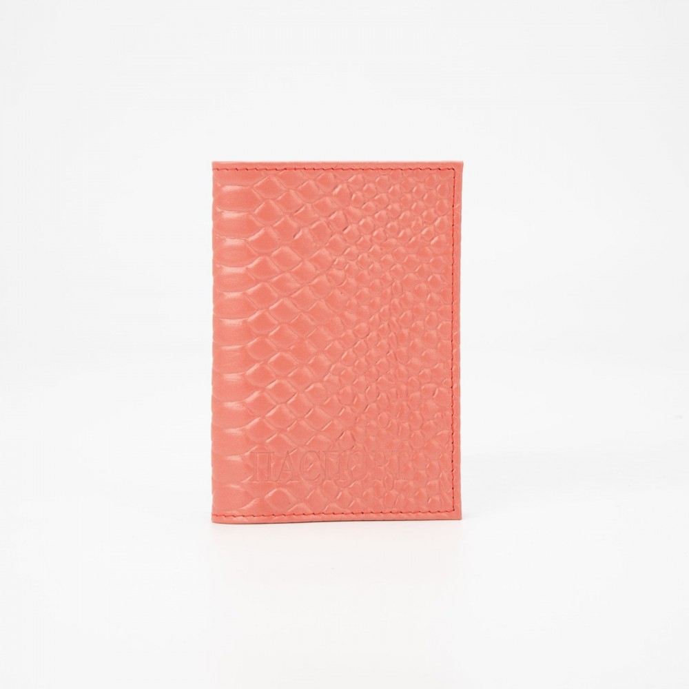 Обложка для паспорта (Т)11 к-131   9,5*0,3*13,7, питон, чайная роза 5069318