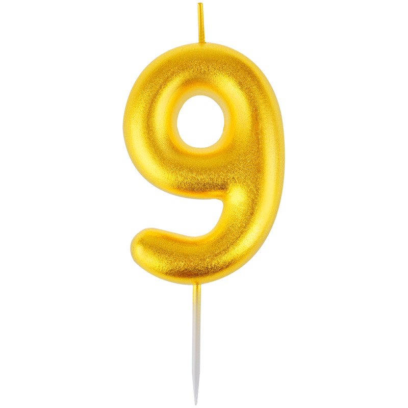 Свеча для торта с держателем MESHU &quot;Цифра 9&quot;, 6см, золотая, блистер 315794 MS_59372