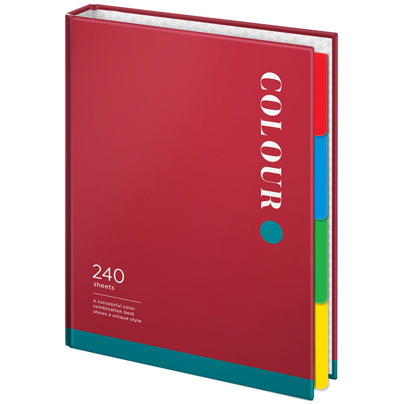 Тетрадь на кольцах А5, 240л., 7БЦ, ArtSpace "Моноколор. Уникальный стиль", с 4 разд., глянцевая ламинация 321641 ТК240_39548