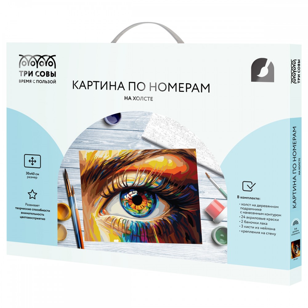 Картина по номерам на холсте ТРИ СОВЫ &quot;Взгляд&quot;, 30*40, с акриловыми красками и кистями 358746 КХ3040_53863