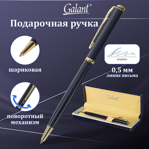 Ручка шариковая GALANT "Arrow Gold Blue", подарочная, корпус темно-синий, золотистые детали, синяя, 140653