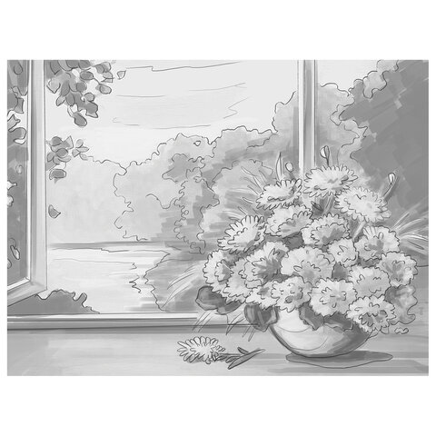 Холст на картоне с контуром BRAUBERG ART &quot;CLASSIC&quot; &quot;БУКЕТ&quot; 30х40 см, грунтованный, хлопок, 191540