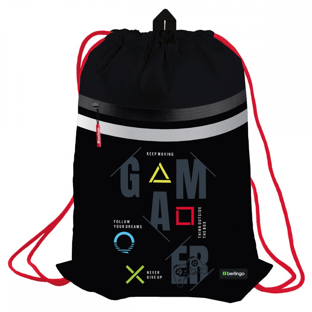 Мешок для обуви 1 отделение Berlingo &quot;Game on&quot;, 340*460мм, вентиляционная сеточка, светоотражающая лента, карман на молнии 367891/SB-EX-1003
