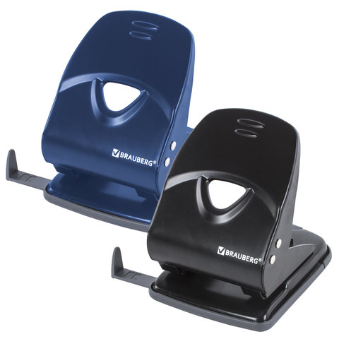 Дырокол 35 листов, металлический, большой, ассорти (синий/черный), BRAUBERG &quot;Partner&quot;, 222784