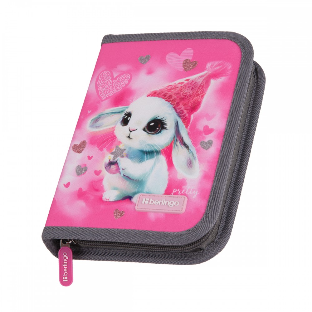 Пенал 1 отделение, 200*140*40 Berlingo &quot;Dreamy Bunny&quot;, дополнительная откидная секция, полиэстер 379587 PK-EXM-1111