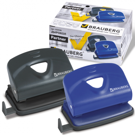 Дырокол 25 листов, металлический BRAUBERG &quot;Universal+&quot;, ассорти (синий /черный), 222526
