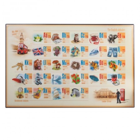 Коврик-подкладка настольный для письма, с английским алфавитом, 380х590 мм, &quot;ДПС&quot;, 2129.Е 235631/270656