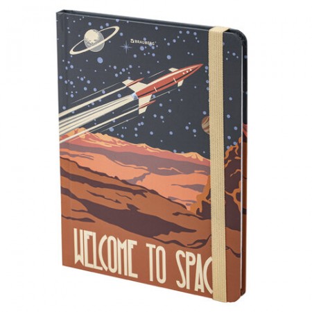 Блокнот с резинкой в клетку 96 л., А5 (145х203 мм), твердая обложка, BRAUBERG, &quot;SpaceX&quot;, 113724