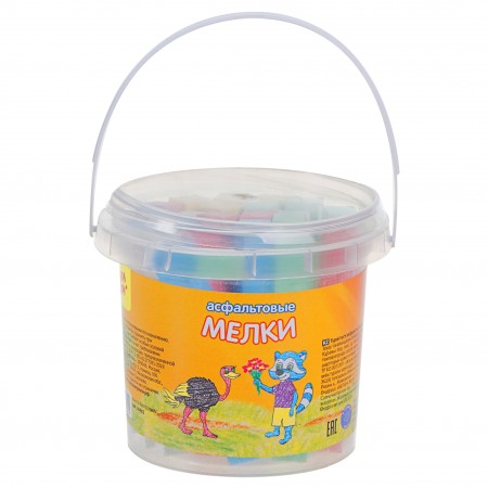 Мелки цветные для асфальта Мульти-Пульти &quot;Енот в Австралии&quot;, 25шт., 5цв., пластиковое ведро 246429/АМ_14462