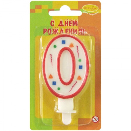 Свеча для торта с держателем ПатиБум &quot;Цифра 0. Красное конфетти&quot;, 8см 236449