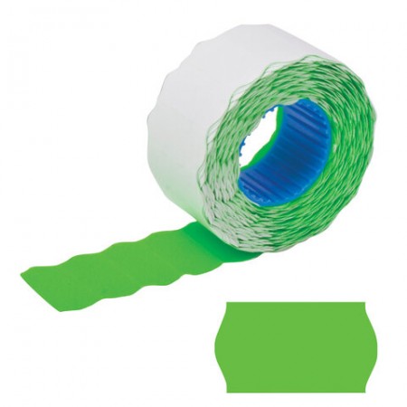 Этикет-лента 26х12 мм, волна, зеленая, по 800 шт., BRAUBERG, 123579