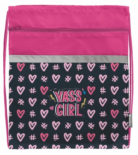 Мешок для обуви Schoolformat YES GIRL, 49х41 см, для девочек, большой, с карманом 227974 МОБК-ЕГР