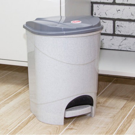 Ведро-контейнер 11 л, С КРЫШКОЙ И ПЕДАЛЬЮ, для мусора, 33х26х27 см, серое, IDEA, М2891  601031