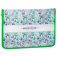 Папка для труда 1 отделение, А4, ArtSpace &quot;Floral design&quot;, пластик, молния вокруг, откид. планка 276053/ПТР-5_25488