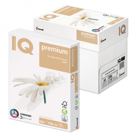 Бумага IQ PREMIUM, А4, 250 г/м2, 150 л., класс &quot;А+&quot;, Австрия, белизна 169% (CIE), 110754