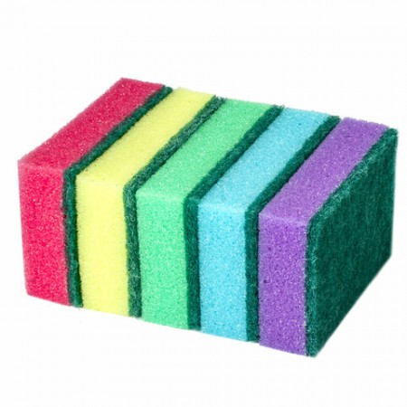 Губки бытовые для мытья посуды комплект 5 шт., чистящий слой (абразив), 2,7х9,6х6,4 см, К0013 601554/248977