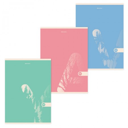 Тетрадь 48 л., А4, скоба, клетка, обложка картон, &quot;PASTEL&quot;, 404041 BRAUBERG