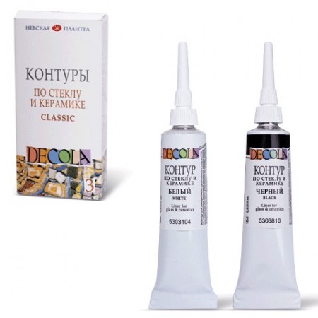 Контуры для работ по стеклу и керамике «Декола», 3 цвета, туба по 18 мл, 5341375, 190392
