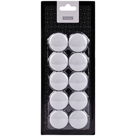 Магнит для досок OfficeSpace, белый, 30мм, 10шт., блистер, европодвес 282887/MN30_7251