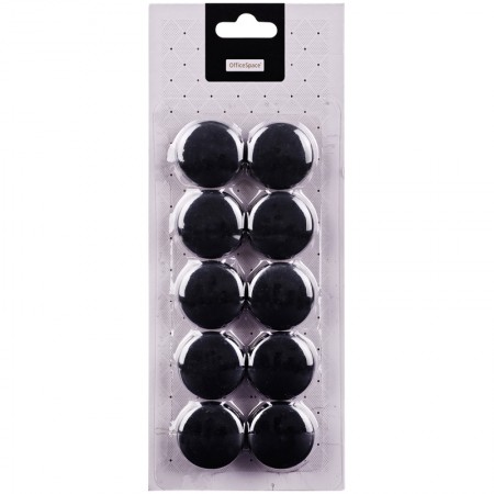 Магнит для досок OfficeSpace, черный, 30мм, 10шт., блистер, европодвес 282886/MN30_7249