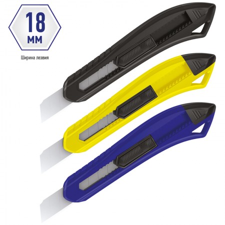 Нож канцелярский 18мм Berlingo &quot;Razzor 100&quot;, push-lock, ассорти, европодвес 316184/BM4126