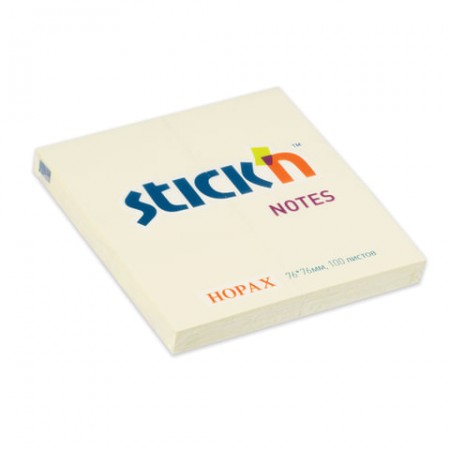 Блок самоклеящийся 76х76 мм, HOPAX, 100 л., желтый, пастель, 21007/120511