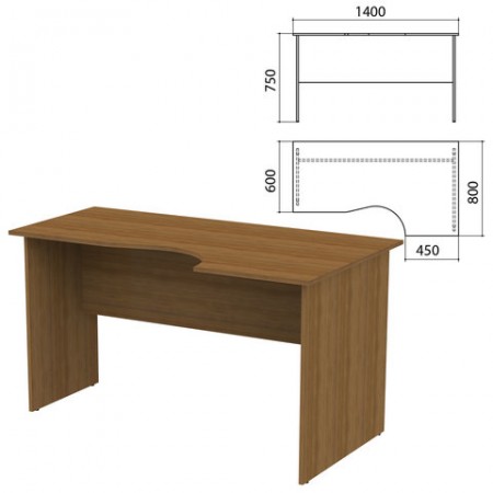 Стол письменный эргономичный &quot;Канц&quot;, 1400х800х750 мм, правый, цвет орех пирамидальный, СК30.9   640044