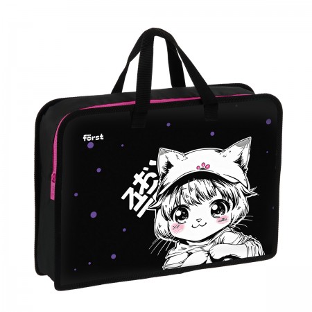 Папка с ручками 1 отделение, А4 Först &quot;Plush Dream&quot;, 340*245*75мм, пластик, на молнии 379313 FT-HB-750522