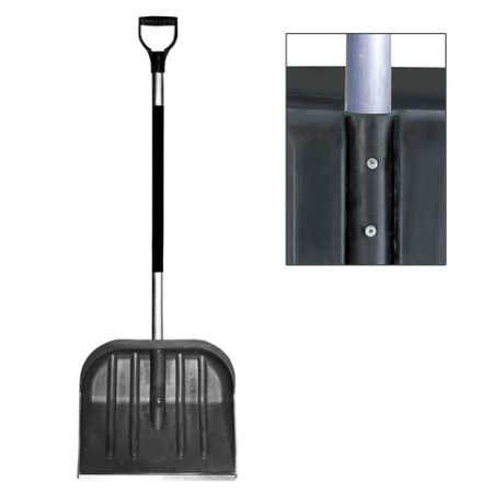 Лопата снегоуборочная BERCHOUSE пластиковая, 46х40 см, высота 130 см, с алюминиевым черенком и наконечником, №2 /600826