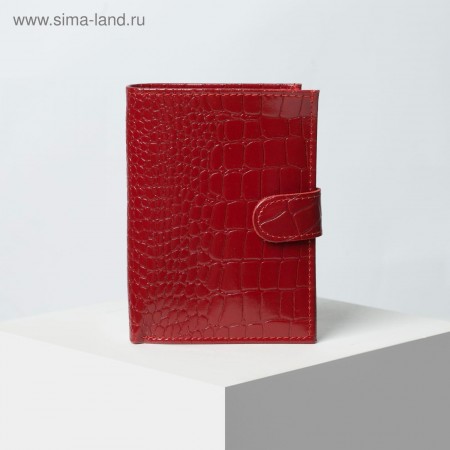 Обложка д/автодок+паспорт ОвпS26-308 10,5*2*14 с хлястиком, отд д/купюр, крок12красный   2923851