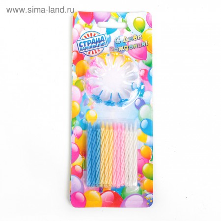 Свеча для торта «Яркая полоска» (набор 24 шт и 12 подставок) 1670209