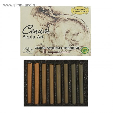 Сепия Аква-Колор светлая/темная 4цв*8шт &quot;Мастерская художника&quot; в картонной коробке 1987363