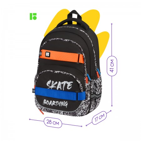 Рюкзак Berlingo Free Spirit &quot;Skater&quot;, 41*28*17см, 2 отделения, 3 кармана, уплотненная спинка 353168 RU09146